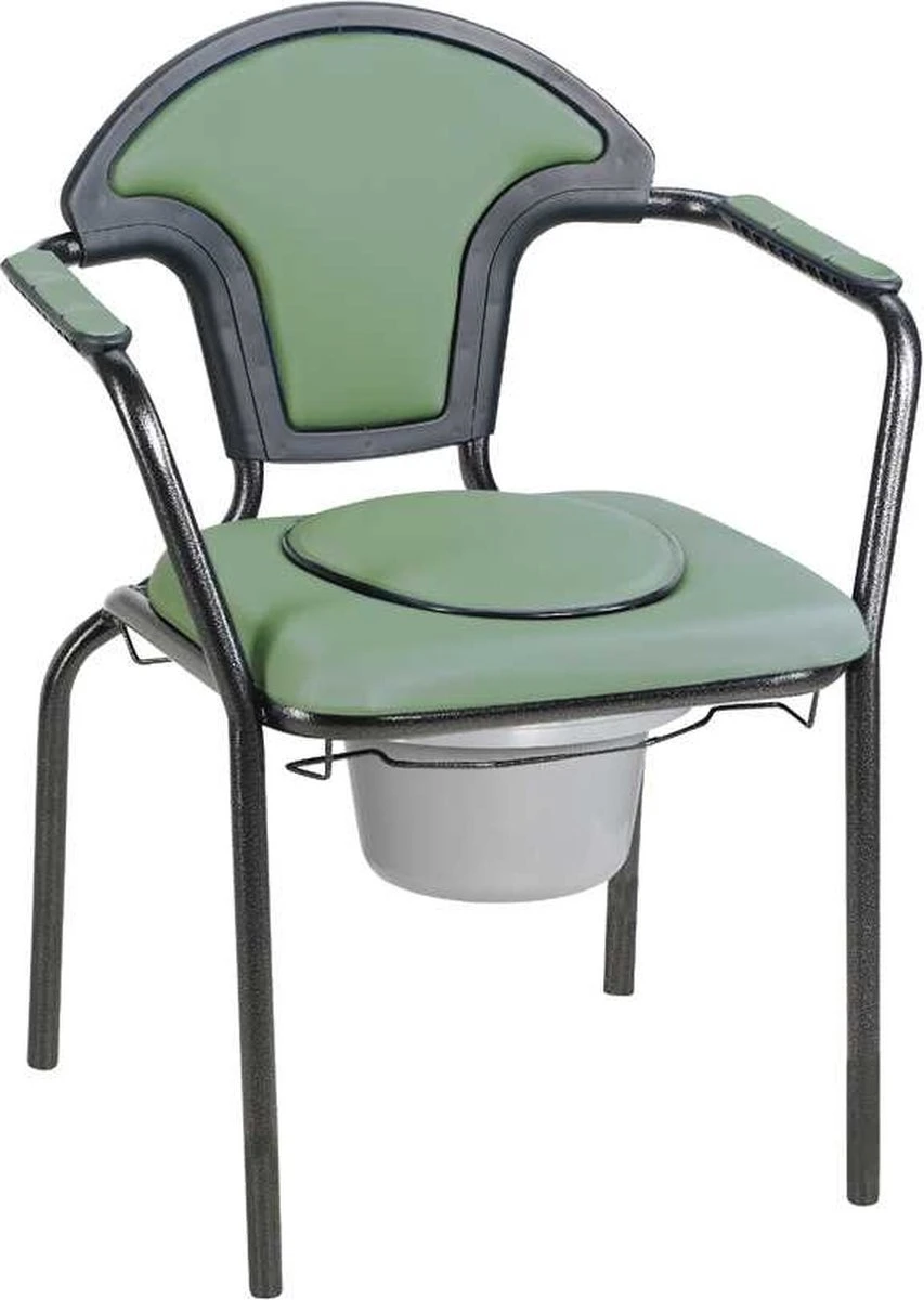 Toiletstoel Blauw Met Comfortabele Zitting En Emmer Met Deksel - Postoel 2 Toiletstoel Blauw Met Comfortabele Zitting En Emmer Met Deksel - Postoel - Afbeelding 2