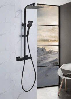 4bathroomz® Zwarte Regendouche Met Thermostaatkraan - 30 Cm Vierkant -Badkamer Kast Winkel 864x1200 1