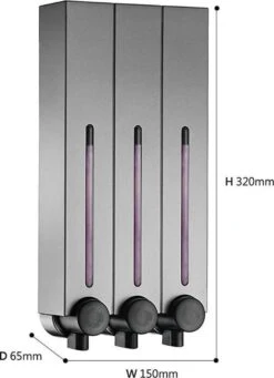 Zeepdispenser - RVS Kleur - 3 Kamer - 3 Reservoirs - 3 X 500ml - Hangend - Wandmontage 7 Zeepdispenser - RVS Kleur - 3 Kamer - 3 Reservoirs - 3 X 500ml - Hangend - Wandmontage -Badkamer Kast Winkel 869x1200 2