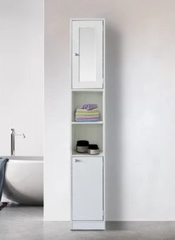 Kolomkast - Opbergkast Badkamer Of Hal - Met Spiegel - 180 Cm Hoog - Wit -Badkamer Kast Winkel 875x1200 3