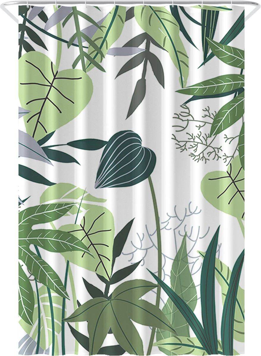 Loti Living Douchegordijn Anti Schimmel – Jungle - Inclusief Ringen – Waterdicht - Polyester - Douchegordijn 120x200 Cm 1 Loti Living Douchegordijn Anti Schimmel – Jungle - Inclusief Ringen – Waterdicht - Polyester - Douchegordijn 120x200 Cm