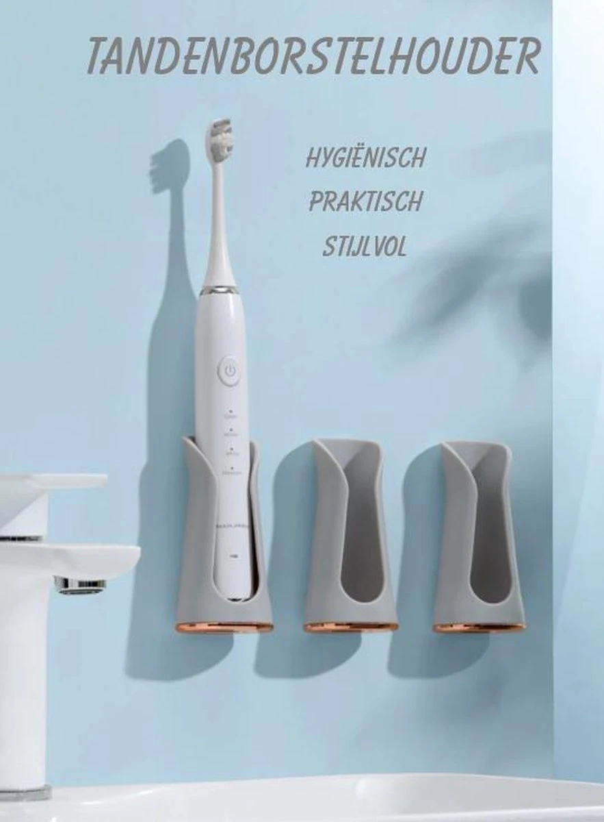 Happy Goodz Houder - Elektrische Tandenborstelhouder - GRIJS 1 Stuk - Flexibele Siliconen - Hangend Aan De Muur Zonder Boren - Geschikt Voor Oral-b & Philips Sonicare - Toothbrush Holder 1 Happy Goodz Houder - Elektrische Tandenborstelhouder - GRIJS 1 Stuk - Flexibele Siliconen - Hangend Aan De Muur Zonder Boren - Geschikt Voor Oral-b & Philips Sonicare - Toothbrush Holder