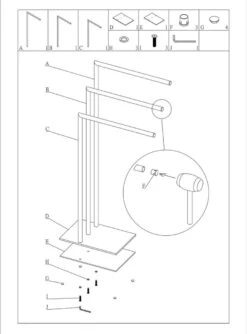 Sealskin Tube - Handdoekrek 3-armig Vrijstaand - Zwart 11 Sealskin Tube - Handdoekrek 3-armig Vrijstaand - Zwart -Badkamer Kast Winkel 888x1200