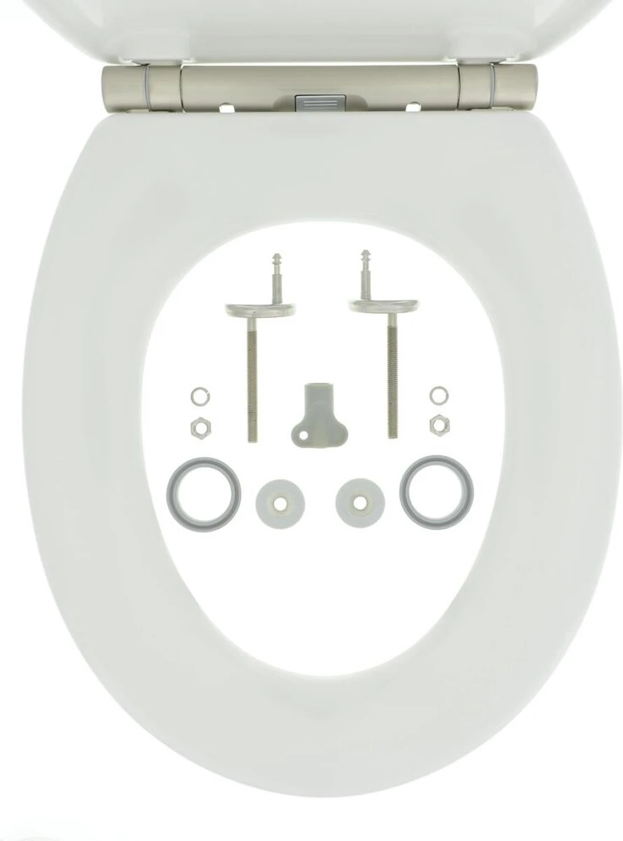 Tiger Boston - Toiletbril - WC Bril - Duroplast - Wit / RVS Geborsteld 9 Tiger Boston - Toiletbril - WC Bril - Duroplast - Wit / RVS Geborsteld - Afbeelding 9