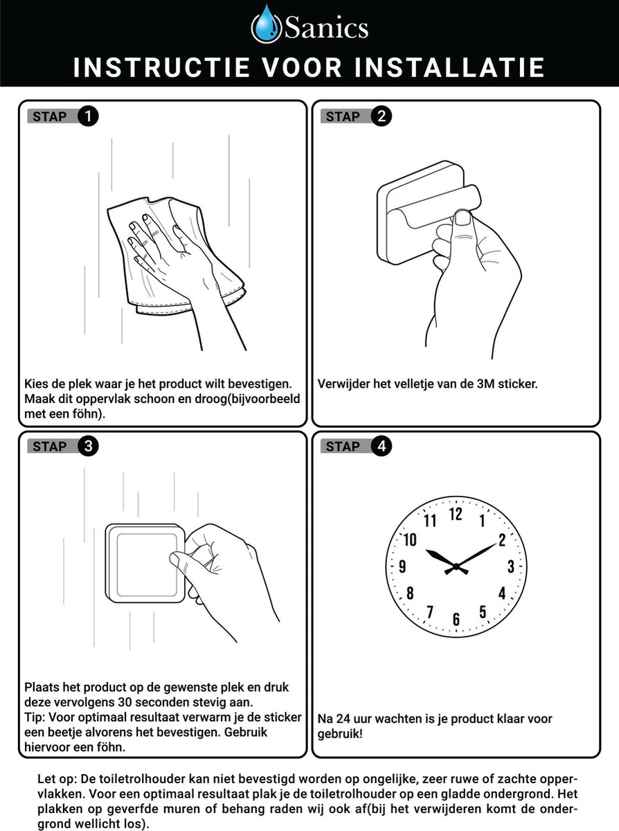Sanics WC Rolhouder Zonder Boren - Toiletrolhouder Zelfklevend - Closetrolhouder Zwart/RVS 8 Sanics WC Rolhouder Zonder Boren - Toiletrolhouder Zelfklevend - Closetrolhouder Zwart/RVS - Afbeelding 8
