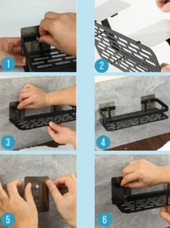 Merkloos Jawes- Wandrek- Zwart- 1stuk- Doucherek- Zonder Te Boren- Wandrek Zonder Boren- Wandrekje -Badkamer Kast Winkel 894x1200 6