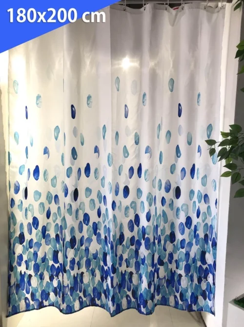 Douchegordijn - 180x200 Cm - Incl. Ringen - Waterdicht - Sneldrogend & Anti Schimmel - Wasbaar & Duurzaam - Polyester - Blue Petals