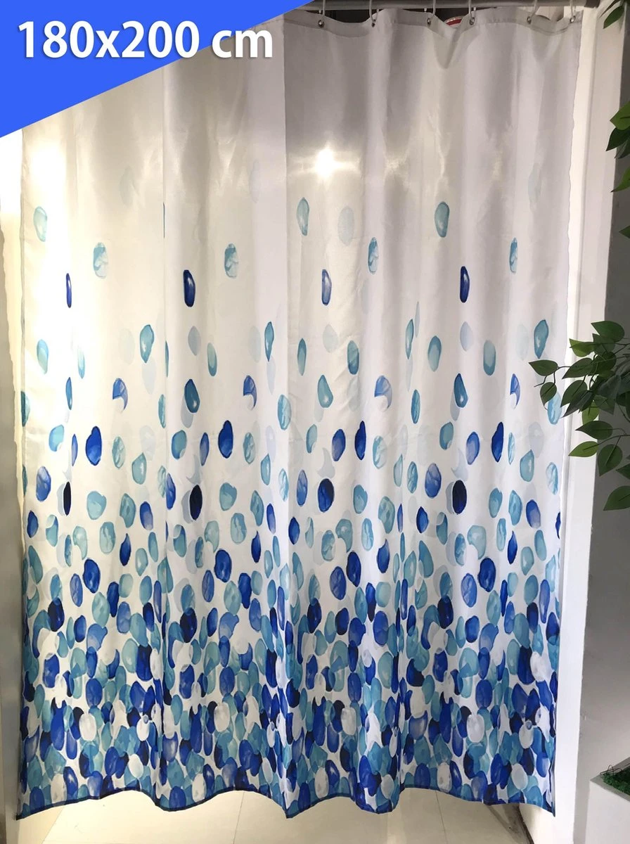 Douchegordijn - 180x200 Cm - Incl. Ringen - Waterdicht - Sneldrogend & Anti Schimmel - Wasbaar & Duurzaam - Polyester - Blue Petals 1 Douchegordijn - 180x200 Cm - Incl. Ringen - Waterdicht - Sneldrogend & Anti Schimmel - Wasbaar & Duurzaam - Polyester - Blue Petals