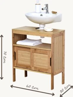 Wastafel Onderkast - Wastafelmeubel - Badkamerkast - Wastafelkast - H70 X B60 X D30 - Bamboe -Badkamer Kast Winkel 898x1200 3