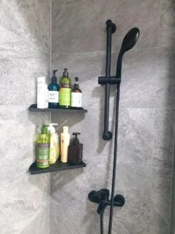 Vannons - Doucherek - Doucherek Hangend - Doucheplankje - Metaal - Set Van 2 - Zwart -Badkamer Kast Winkel 900x1200 2