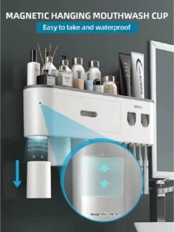 LuxeBass Tandenborstel Organizer | Tandenborstelhouder | Automatisch Tandpasta Dispenser | Met Lade En Opbergvak Voor Badkamer - LB544 -Badkamer Kast Winkel 900x1200 20