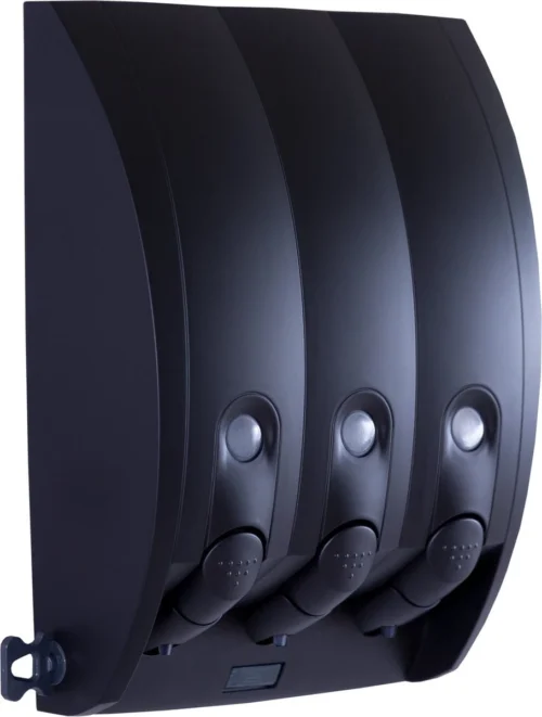 Aquathof, Zeepdispenser, Mat Zwart, 3 Kamer, 3 Reservoirs, 3x350ml, Hangend, Wandmontage 17 Aquathof, Zeepdispenser, Mat Zwart, 3 Kamer, 3 Reservoirs, 3x350ml, Hangend, Wandmontage -Badkamer Kast Winkel 908x1200 3