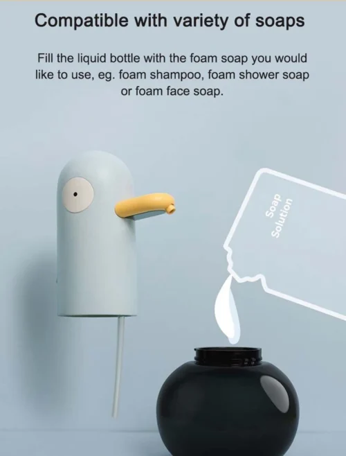 MUID Duck- Automatische Zeepdispenser - Handwas Schuimzeepdispenser Voor Kinderen - Zeeppompje-Oplaadbaar-Foam Technologie- Touchless Infrarood Sensor-Lichtblauw - 400ml - 10.35cm*11.5cm*19.5cm -Badkamer Kast Winkel 912x1200 2