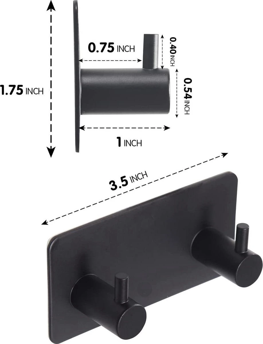 BOTC Handdoekhouder RVS - Handdoekhaakjes 2 In 1 RVS Zelfklevend - Rechthoekig Handdoek Haakjes - Handdoekhaak - Zwart 7 BOTC Handdoekhouder RVS - Handdoekhaakjes 2 In 1 RVS Zelfklevend - Rechthoekig Handdoek Haakjes - Handdoekhaak - Zwart - Afbeelding 7