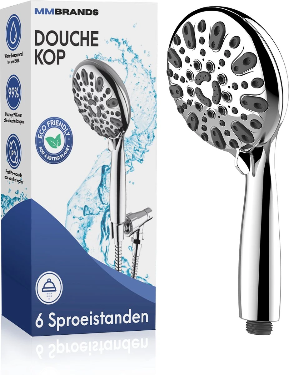 MM Brands Douchekop - Waterbesparend - Regendouche - 6 Standen - Chroom 1 MM Brands Douchekop - Waterbesparend - Regendouche - 6 Standen - Chroom
