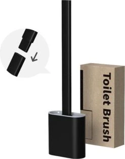 Merkloos WC Borstel Met Houder Zwart - Zwarte Toiletborstel - Duurzame Wc Borstel - Duurzame Toiletborstel