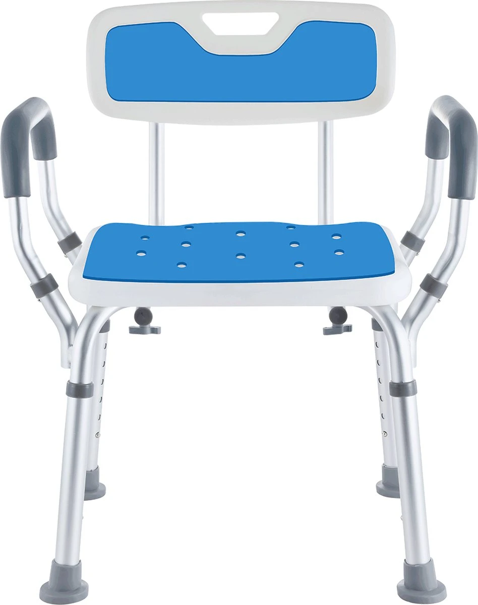 Safe Age® Douchestoel Met Afneembare Rugleuning En Armleuning – Anti Slip - Verstelbare Hoogte - Douchekruk 1 Safe Age® Douchestoel Met Afneembare Rugleuning En Armleuning – Anti Slip - Verstelbare Hoogte - Douchekruk