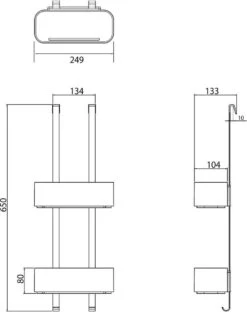 Tiger 2-Store - Ophangbaar Doucherek 25 Cm - Zwart -Badkamer Kast Winkel 951x1200