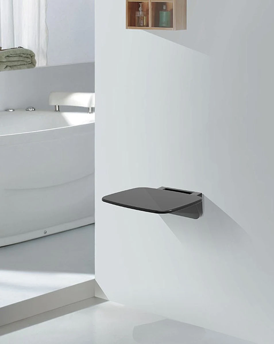 Wiesbaden Serva Douchestoel Wandmontage Opklapbaar - Zwart 2 Wiesbaden Serva Douchestoel Wandmontage Opklapbaar - Zwart - Afbeelding 2