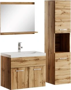 Badplaats Badkamermeubel Set Montreal 60 Cm X 35 Cm - Eiken - Badmeubel Met Spiegel En Zijkast -Badkamer Kast Winkel 955x1200 3