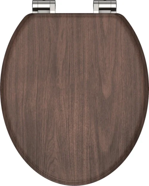 SCHÜTTE WC-Bril 80193 DARK WOOD - MDF-Hout - Soft Close - Verchroomde Scharnieren - Decor - 3-zijdige Print