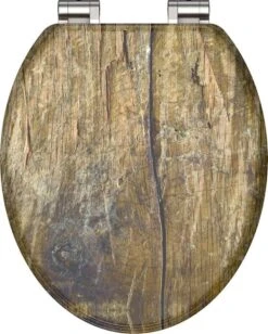 SCHÜTTE WC-Bril 80124 SOLID WOOD - MDF-Hout - Soft Close - Verchroomde Scharnieren - Decor - 3-zijdige Print