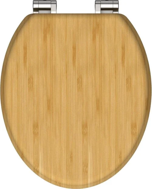 SCHÜTTE WC-Bril 81101 NATURAL BAMBOO - Massief Bamboe - Soft Close - Verchroomde Scharnieren