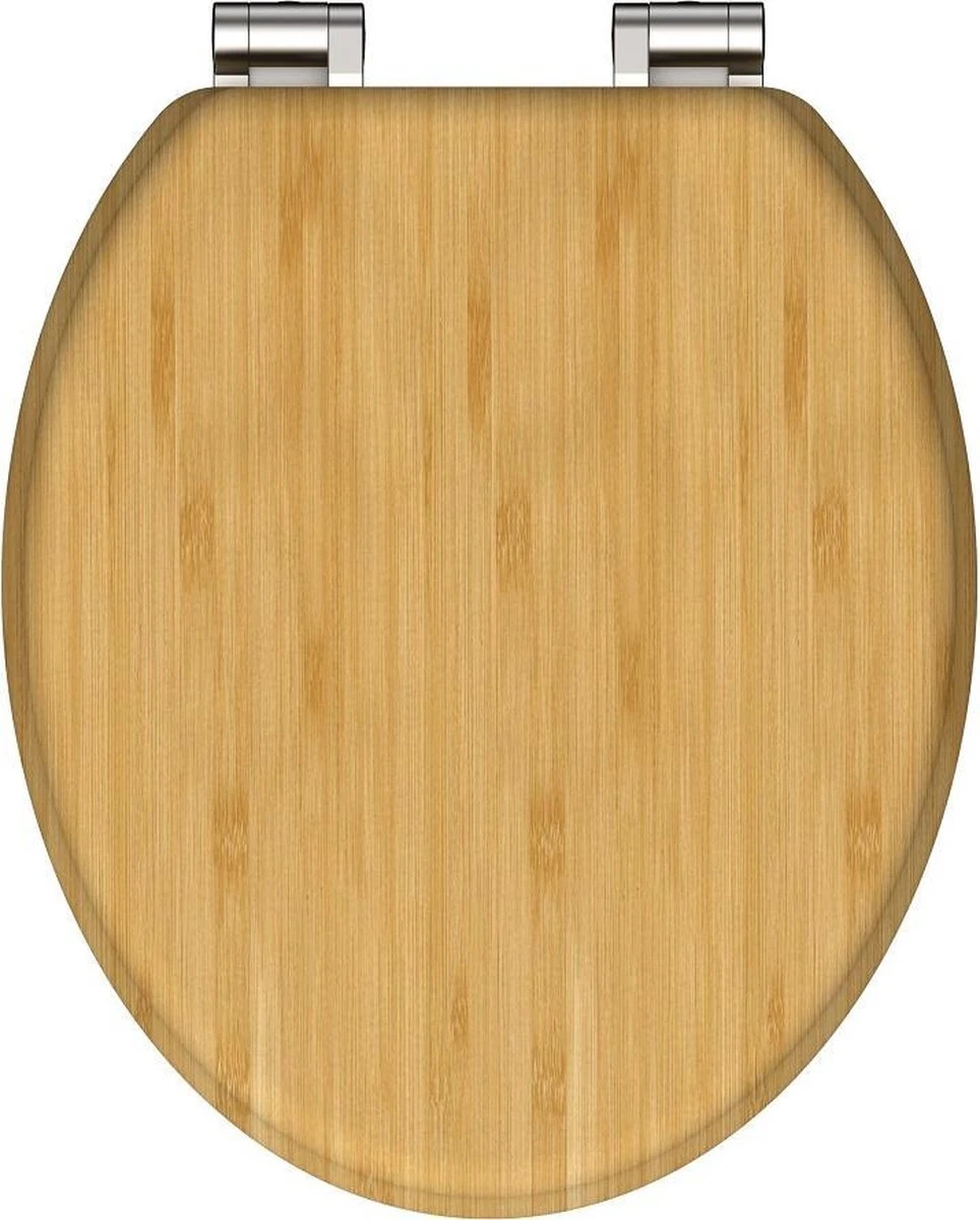 SCHÜTTE WC-Bril 81101 NATURAL BAMBOO - Massief Bamboe - Soft Close - Verchroomde Scharnieren