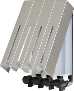 Aquathof, Zeepdispenser, RVS Kleur, 4 Kamer, 4 Reservoirs, 4x500ml, Hangend - Wandmontage -Badkamer Kast Winkel 970x1200 2