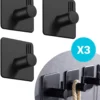 Qitch & Quisine Handdoekhaakjes - Set Van 3 Zwarte Haakjes - Zelfklevend - Waterbestendig - RVS