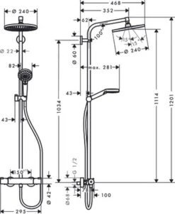 Hansgrohe Crometta S 240 Showerpipe - 1jet - Incl. Thermostaat - Chroom -Badkamer Kast Winkel 981x1200 4