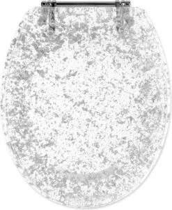 Navaris Toiletbril Met Glitter Design - Transparante Wc-bril 42 X 36 X 4,5 Cm - Makkelijk Te Bevestigen