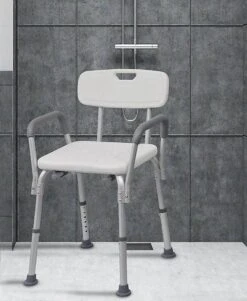 Douchestoel Met Afneembare Rugleuning En Armleuningen - Lichtgewicht En In Hoogte Verstelbaar - Douchekruk -Badkamer Kast Winkel 985x1200 2
