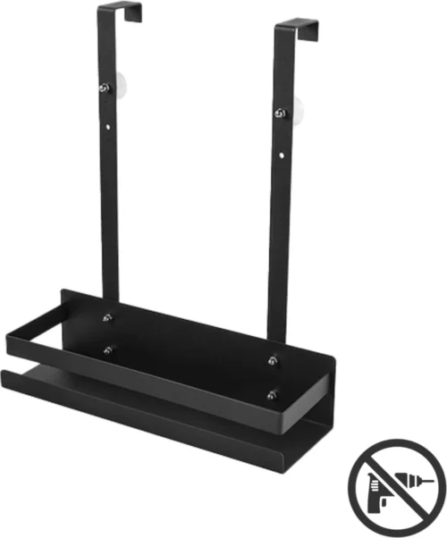 Doucherek Hangend - Ophangbaar Doucherek - Mat Zwart - Badkamerrek - Zonder Boren - Doucherek Aan Douchewand - Doucherekje